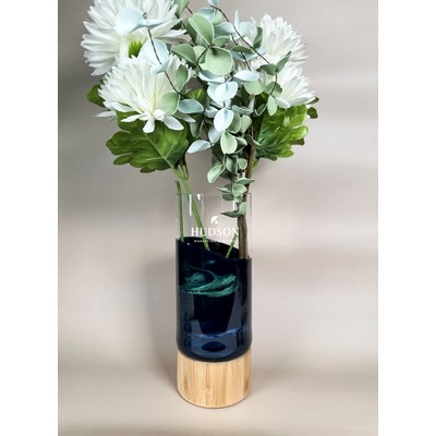 Resin Accented Vase with Bamboo Base - Northern Lights
