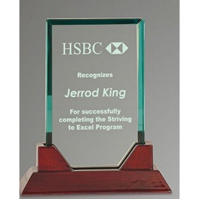 7¾" Premier Rectangle Jade Glass Award w/Piano Finish Base
