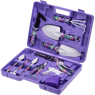 10-Piece Floral Garden Tool Set in Carrying Case