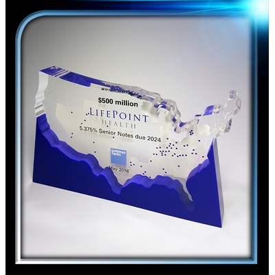 Custom Lucite USA Shape Award (8 3/8"x5 3/8"x1")