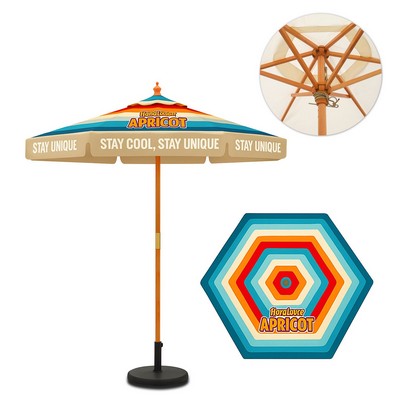 Wooden Market Umbrella with Valence