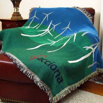 Custom CottonWeave™ Tapestry Throw Blanket, USA-made. Size XL (52"x 72")