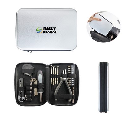 Portable Household Tool Kit with Zipper Metal Case