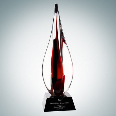 Art Glass Black Contemporary Award w/ Black Crystal Base