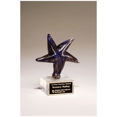 Star with Highlights on Glass Base Art Glass