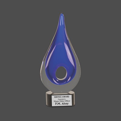 Blue Round Window Rain Drop Art Glass Award