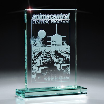 Medium Jade Glass Rectangle on Base