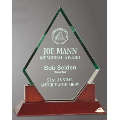9½" Diamond Jade Glass Award w/Piano Finish Base