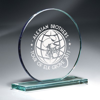 Medium Jade Glass Circle on Base