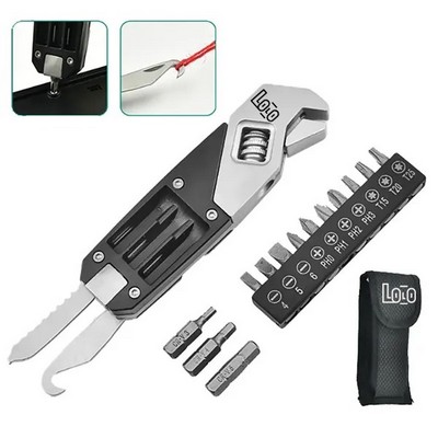 Mini adjustable wrench & screwdriver with storage bag