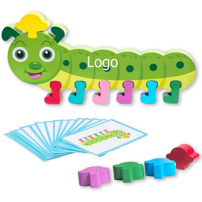 Fine Motor Training Color Matching Toys Wooden Caterpillar Puzzle Montessori Set