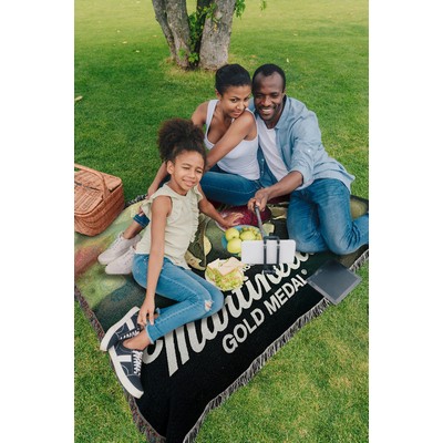 USA Made Jacquard Woven 100% Cotton Tapestry Thrown Blanket 62" x 62" (Square Coverage Size)