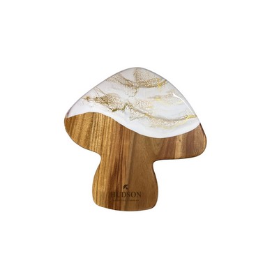 Mushroom Shaped Acacia Cheese Board - Gold Quartz