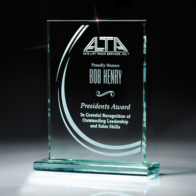 Large Jade Glass Rectangle on Base