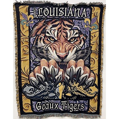 USA Made Jacquard Woven 100% Cotton Tapestry Throw Blanket - 54" x 72" (Standard Throw Size)