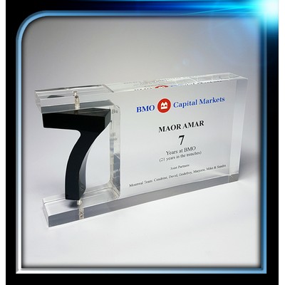 Custom Lucite w/Spinning Acrylic Numeral (7"x4"x1")