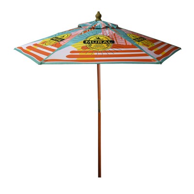 7' Wooden Market Umbrella (Full Color)