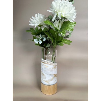 Resin Accented Vase with Bamboo Base - Gold Quartz