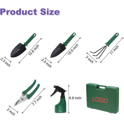 5-Piece Stainless Steel Garden Tool Kit with Molded Case